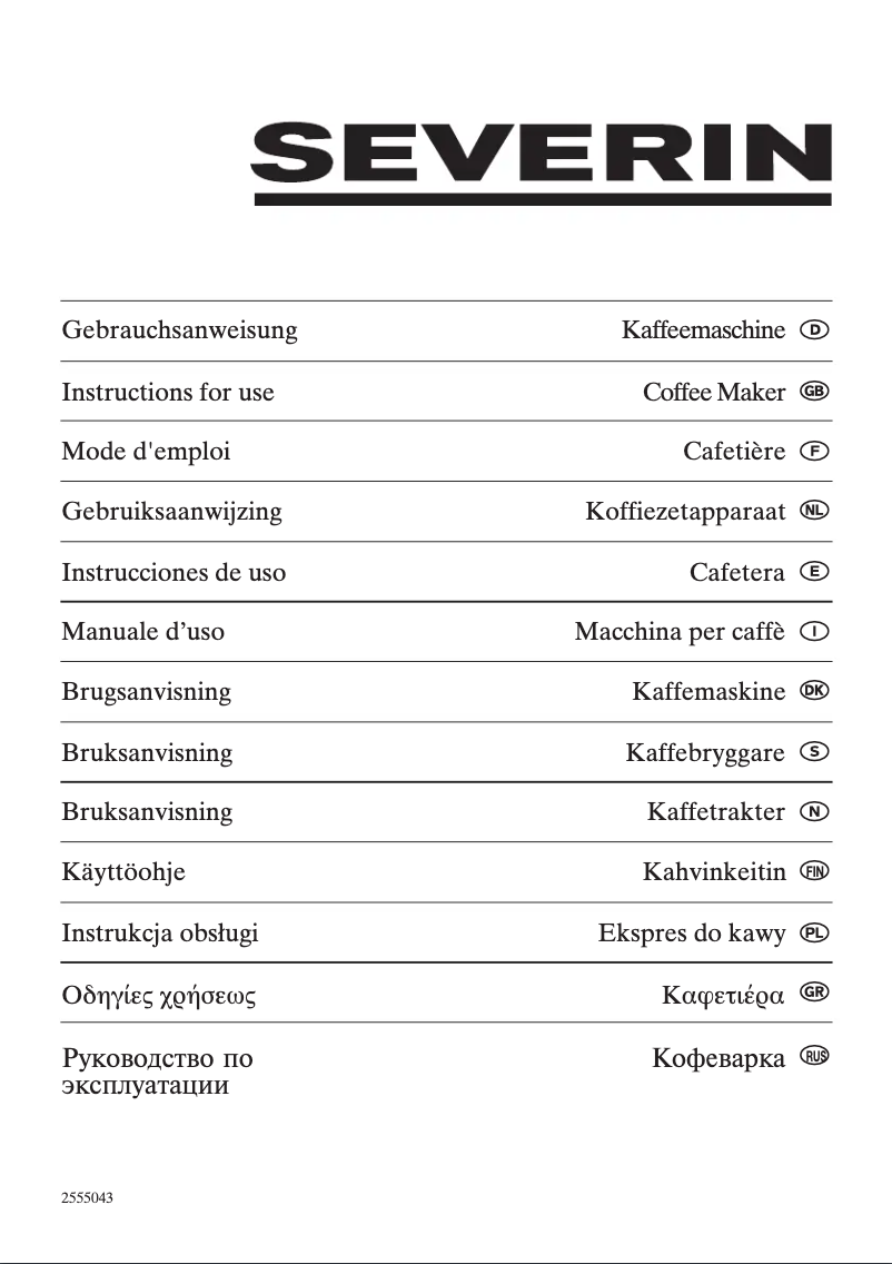 Page 1 de la notice Manuel utilisateur Severin KA 5700 Cafe Caprice