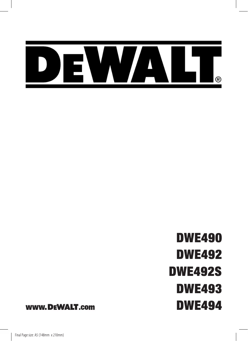 Page 1 de la notice Manuel utilisateur DeWalt DWE492