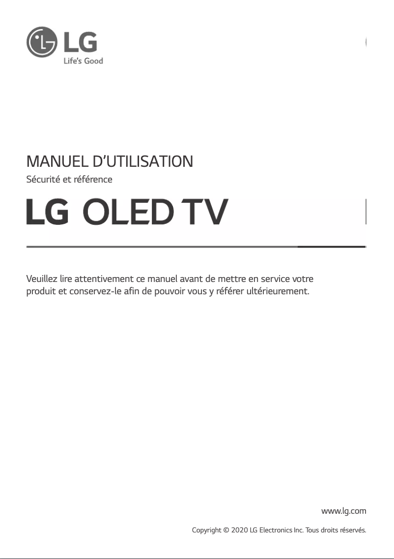 Page 1 de la notice Manuel utilisateur LG OLED77CX9LA
