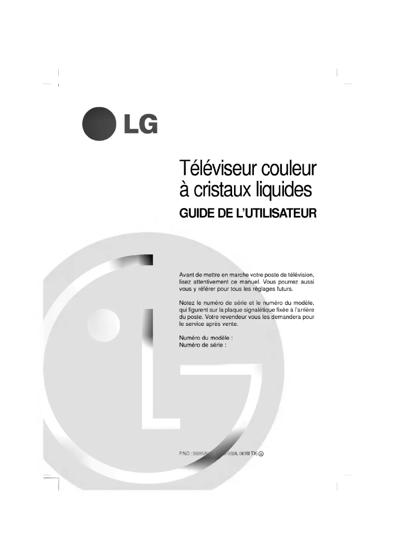 Page 1 de la notice Manuel utilisateur LG RT-20LA30