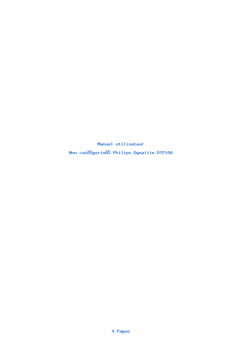 Page 1 de la notice Manuel utilisateur Philips Dynalite DTP100