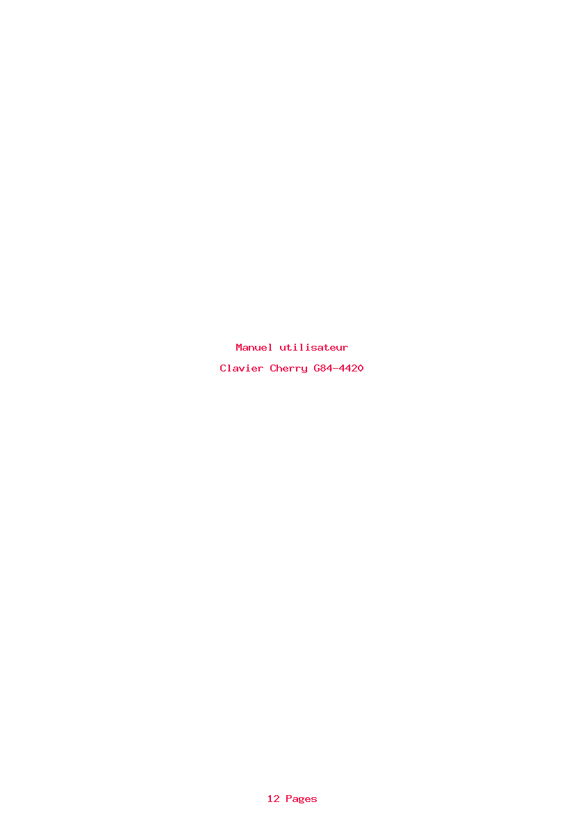 Page 1 de la notice Manuel utilisateur Cherry G84-4420