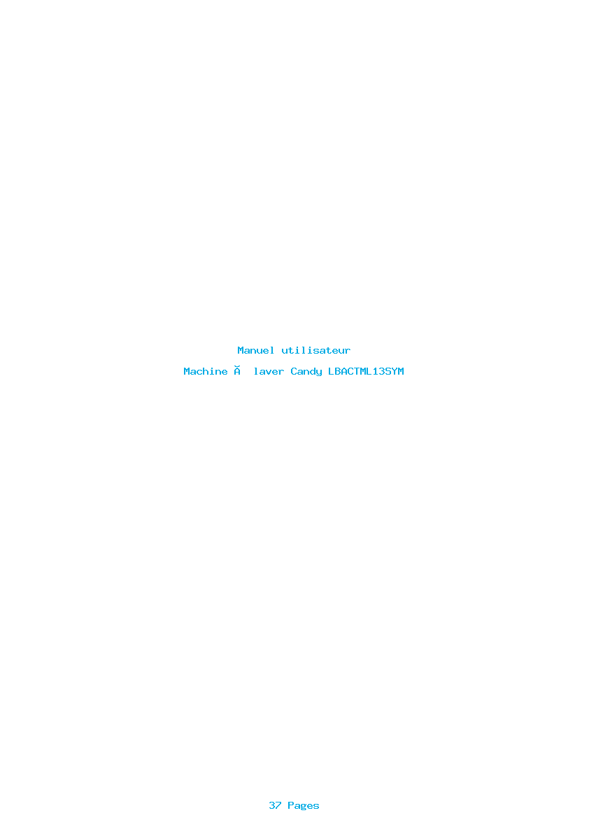 Page 1 de la notice Manuel utilisateur Candy LBACTML13SYM
