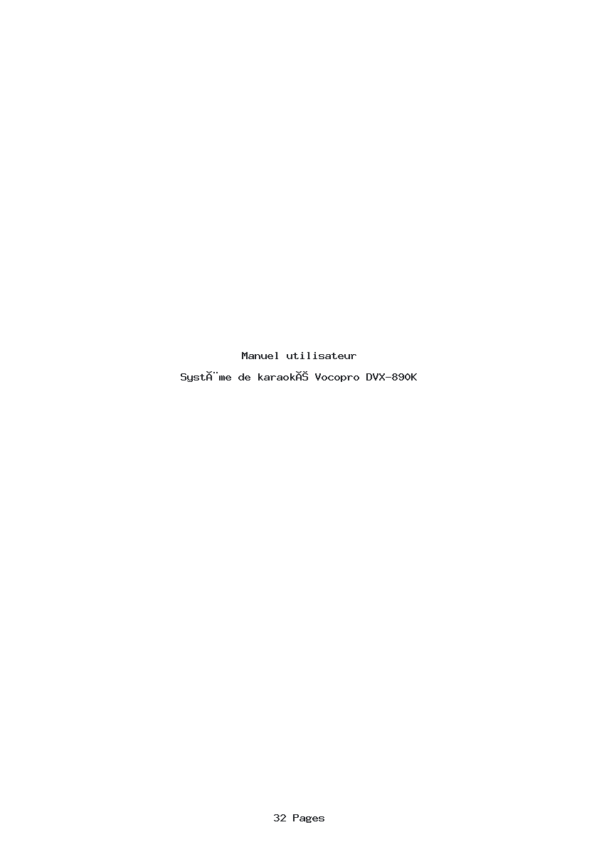 Page 1 de la notice Manuel utilisateur Vocopro DVX-890K