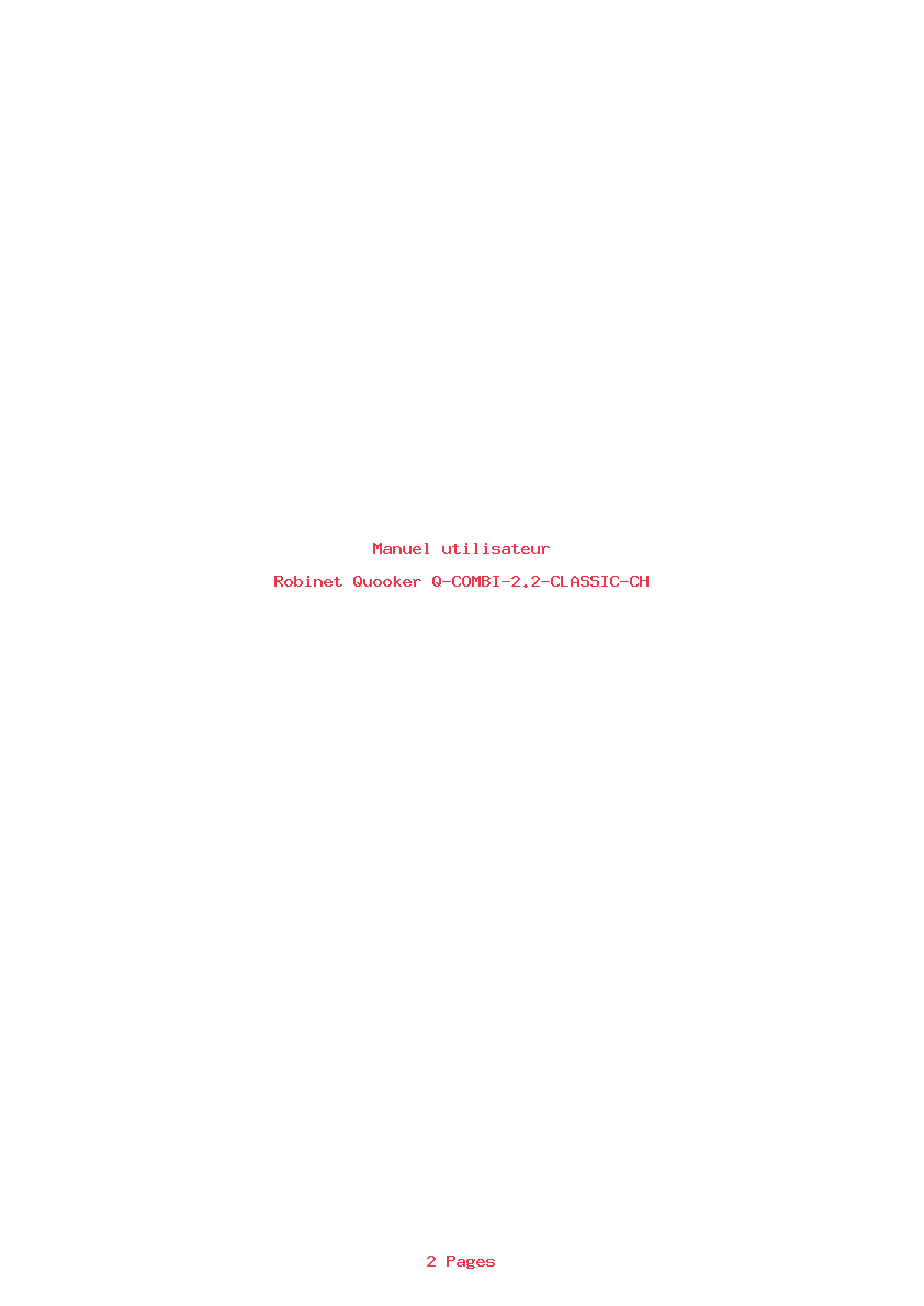 Page 1 de la notice Manuel utilisateur Quooker Q-COMBI-2.2-CLASSIC-CH