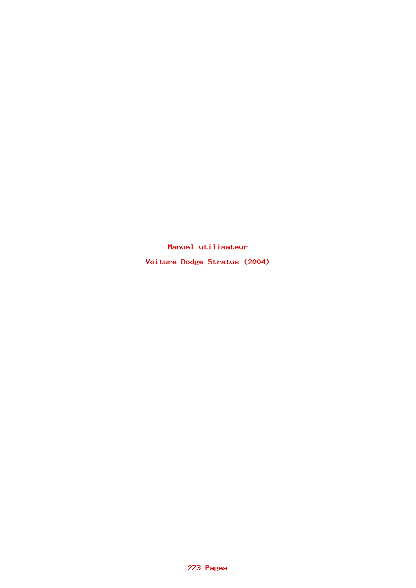 Page 1 de la notice Manuel utilisateur Dodge Stratus (2004)