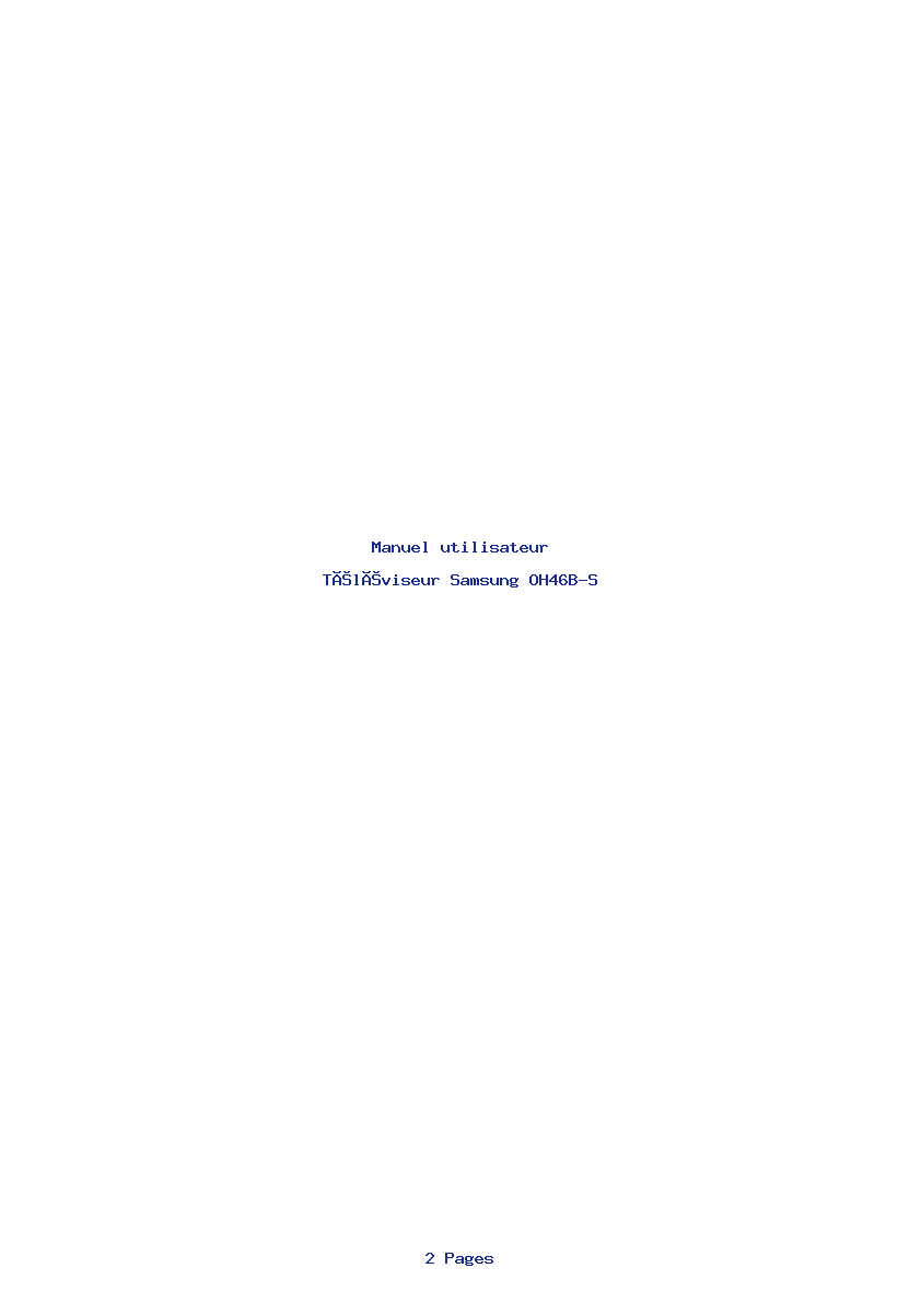 Page 1 de la notice Manuel utilisateur Samsung OH46B-S