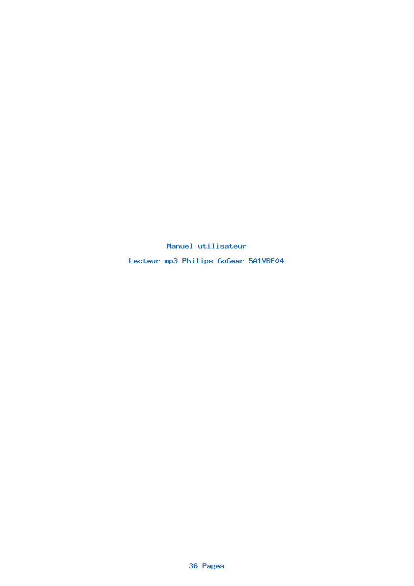 Page 1 de la notice Manuel utilisateur Philips GoGear SA1VBE04