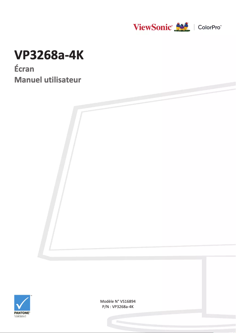 Page 1 de la notice Manuel utilisateur Viewsonic VP3268a-4K