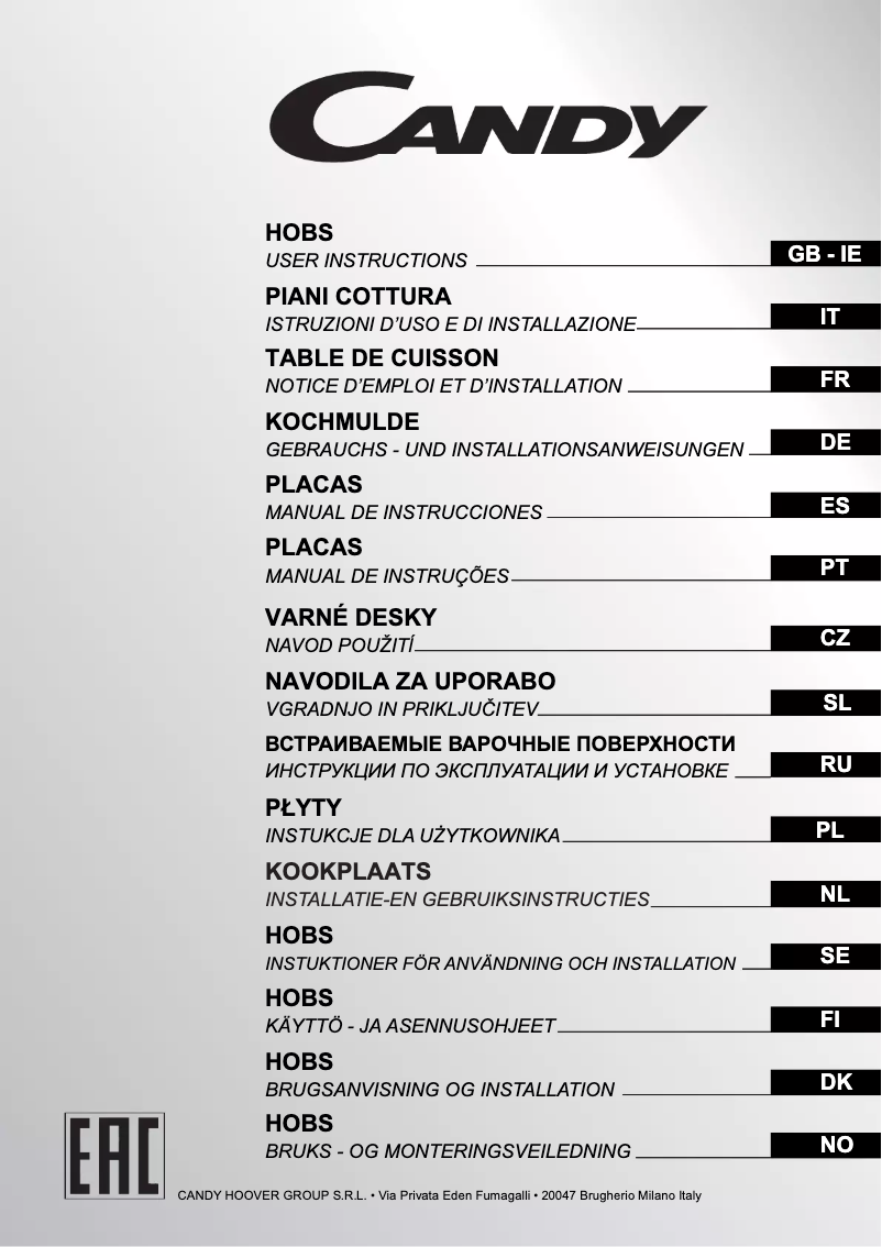 Page 1 of the manual User Manual Candy CH642X
