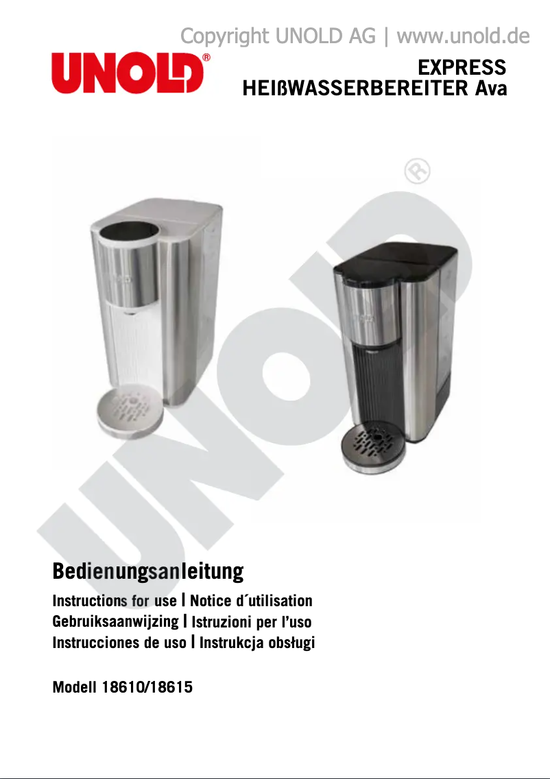 Page 1 de la notice Manuel utilisateur Unold Express Ava 18610