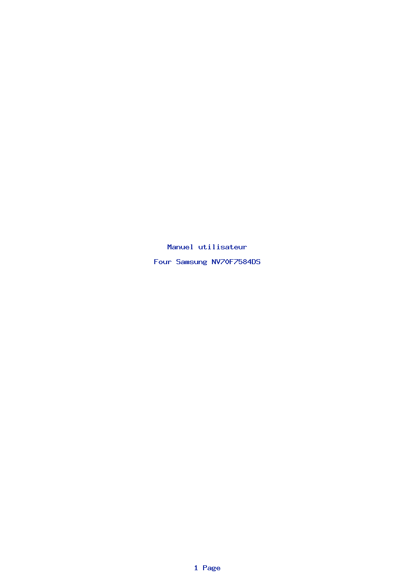 Page 1 de la notice Manuel utilisateur Samsung NV70F7584DS