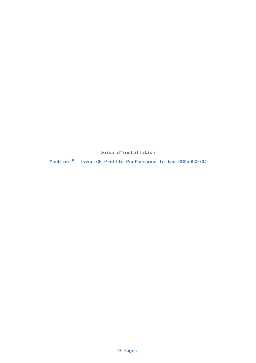 Page 1 de la notice Guide d'installation GE Profile Performance Triton GSD5950FCC
