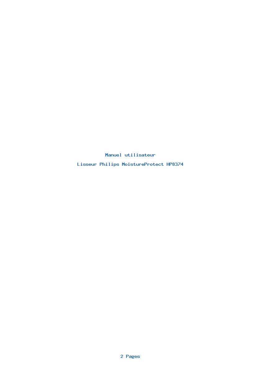 Page 1 de la notice Manuel utilisateur Philips MoistureProtect HP8374