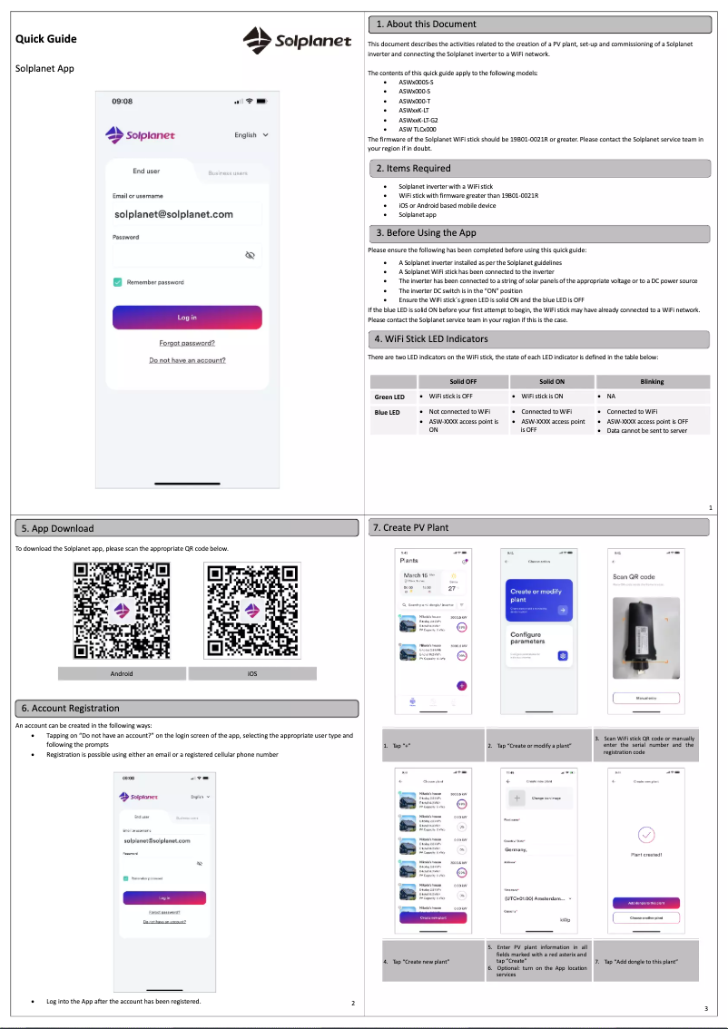 Página 1 del manual Guía de instalación Solplanet ASW13K-LT-G2-Pro