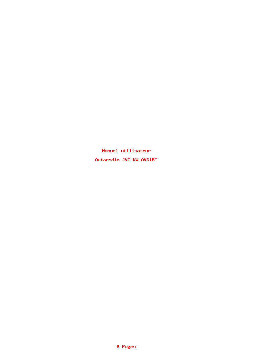 Page 1 de la notice Manuel utilisateur JVC KW-AV61BT