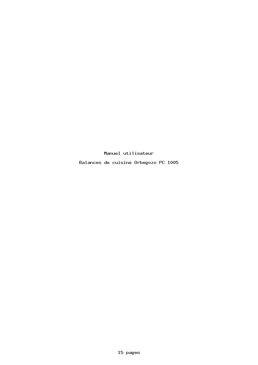 Page 1 de la notice Manuel utilisateur Orbegozo PC 1005