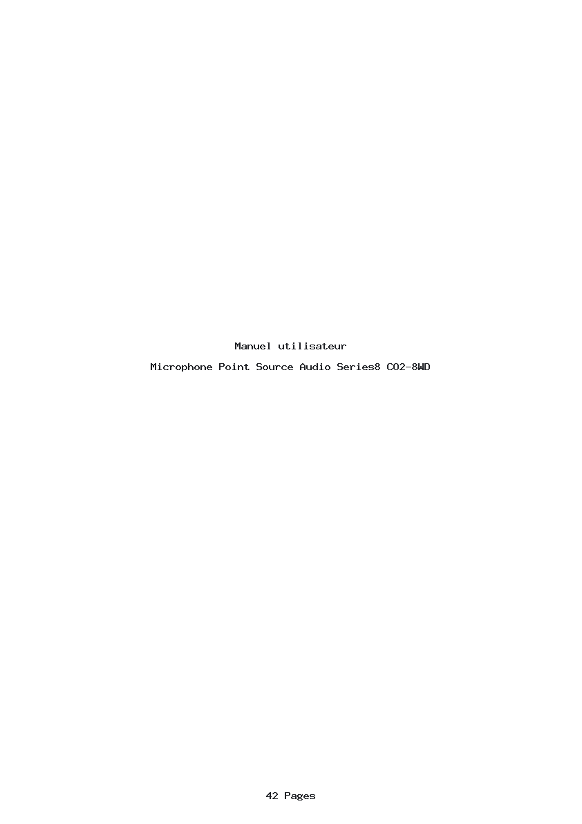 Page 1 de la notice Manuel utilisateur Point Source Audio Series8 CO2-8WD