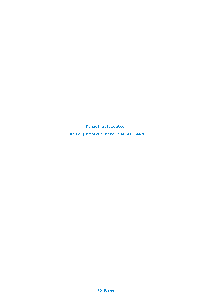 Page 1 de la notice Manuel utilisateur Beko RCNA366E60WN