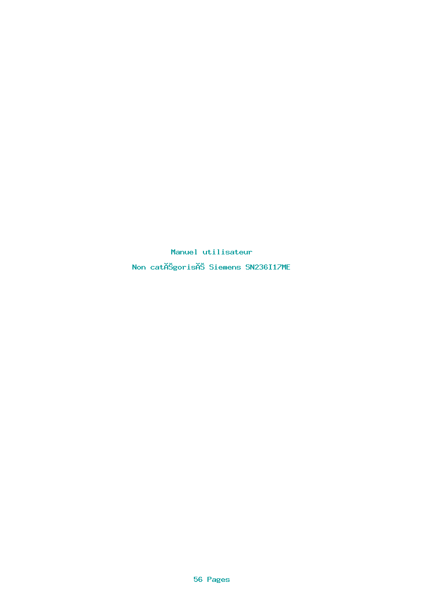 Page 1 de la notice Manuel utilisateur Siemens SN236I17ME