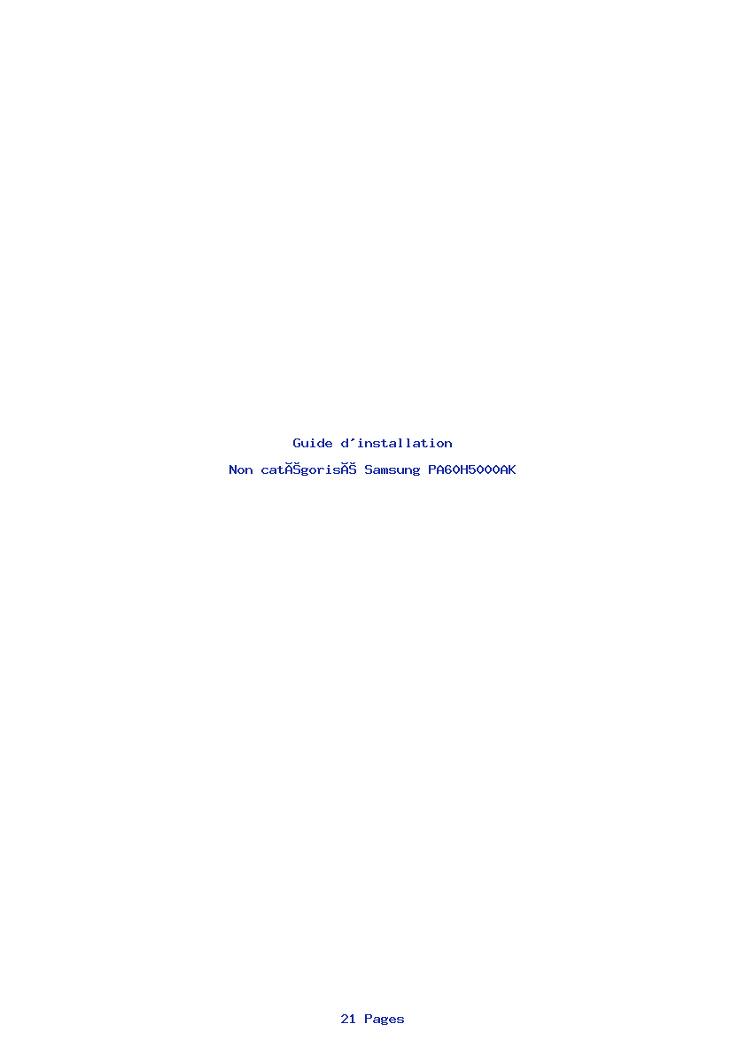 Page 1 de la notice Guide d'installation Samsung PA60H5000AK