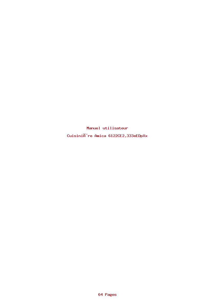 Page 1 de la notice Manuel utilisateur Amica 6122CE2.333eEDpXx