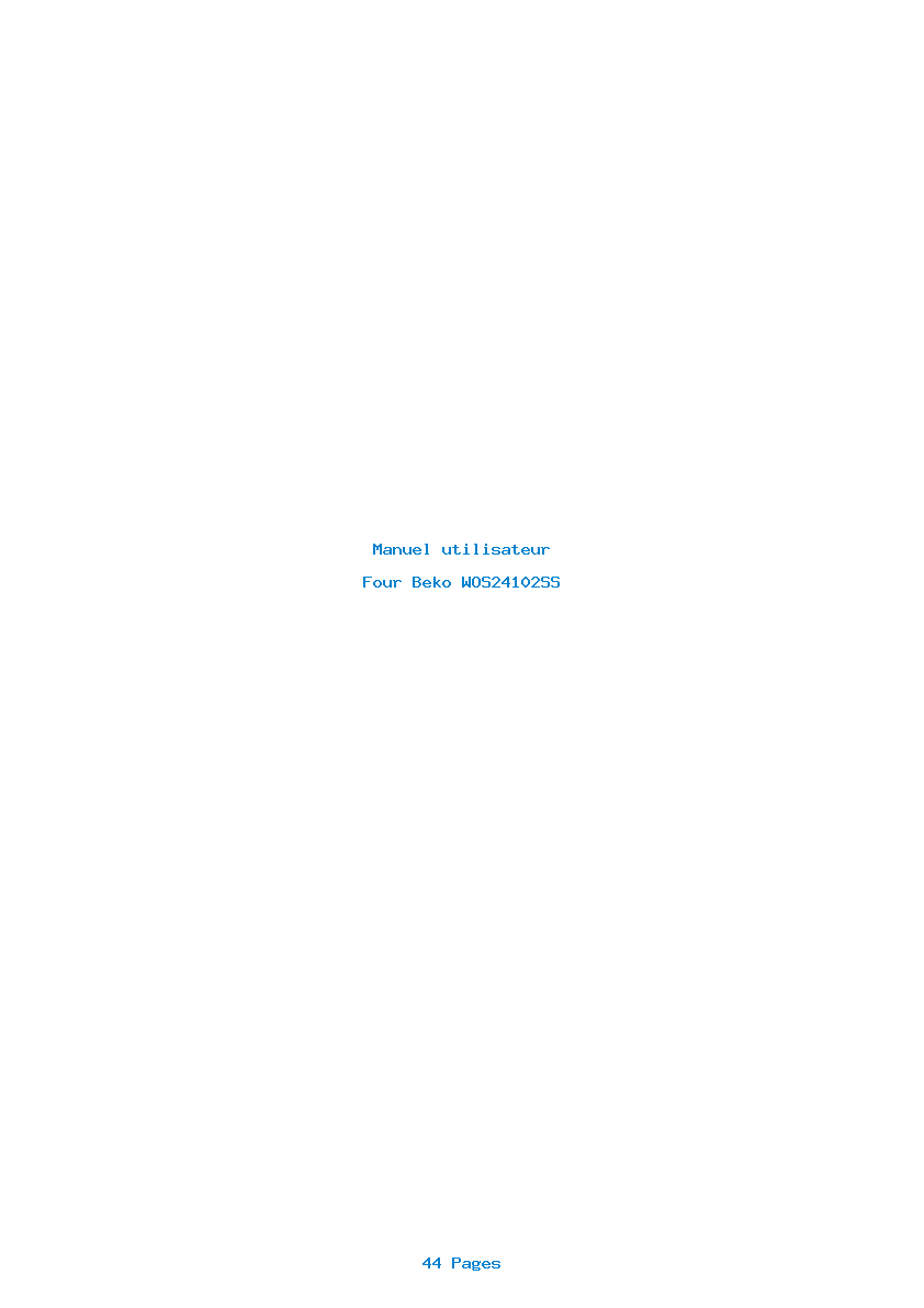 Page 1 de la notice Manuel utilisateur Beko WOS24102SS