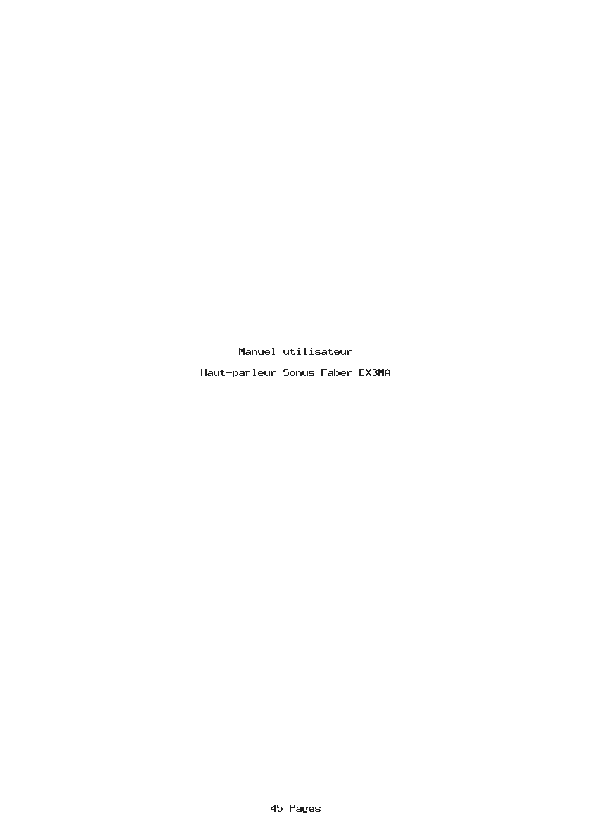 Page 1 de la notice Manuel utilisateur Sonus Faber EX3MA