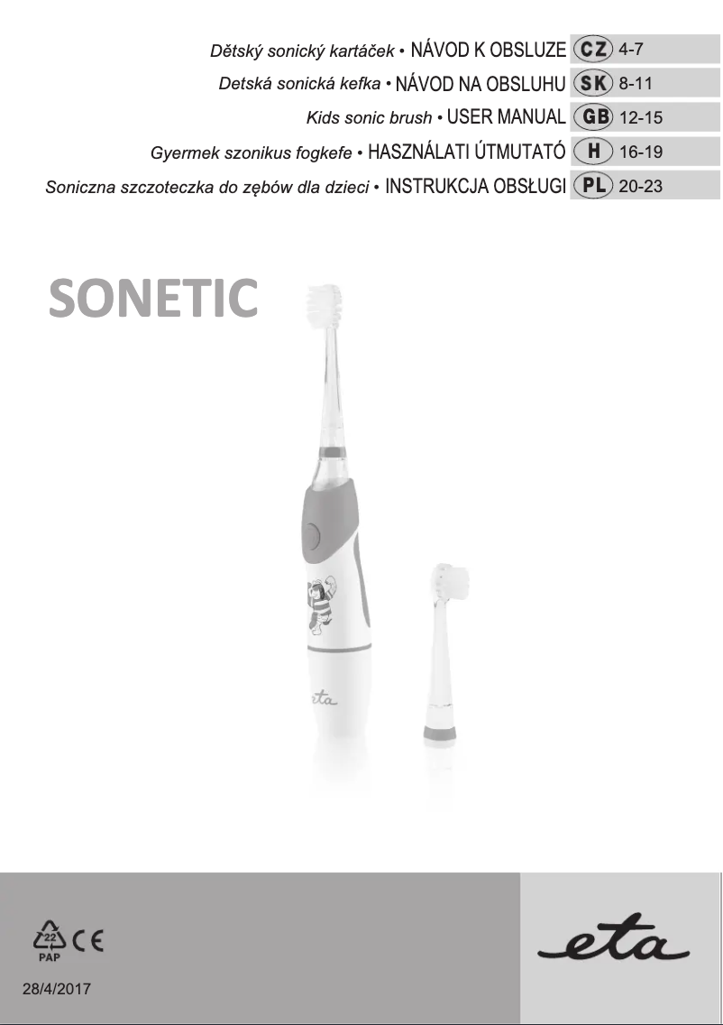 Page 1 de la notice Manuel utilisateur Eta Sonetic 070690010