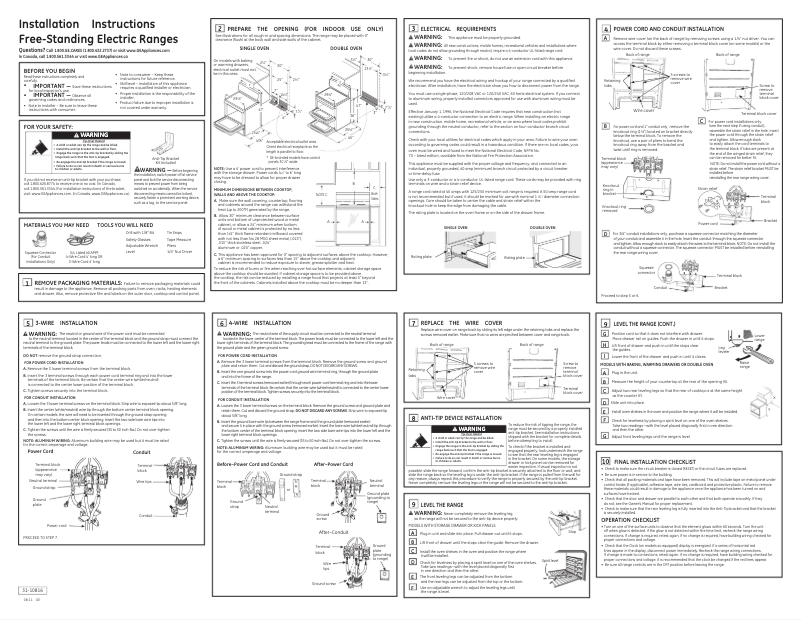 Page n°1 - Guide d'installation GE JBP35DDWW