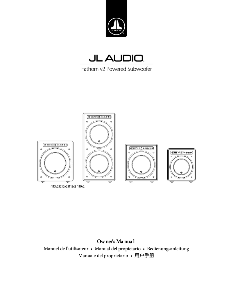 Page 1 of the manual User Manual JL Audio Fathom f110 v2
