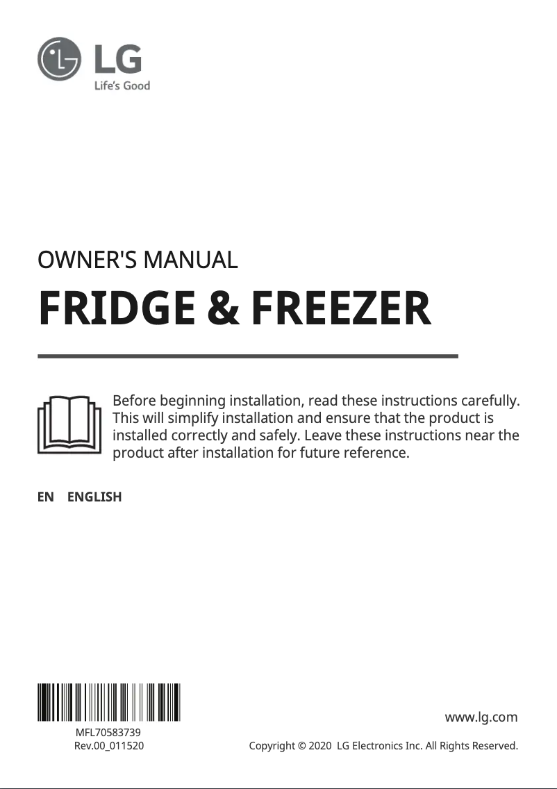 Page 1 de la notice Manuel utilisateur LG GC-J247JABV