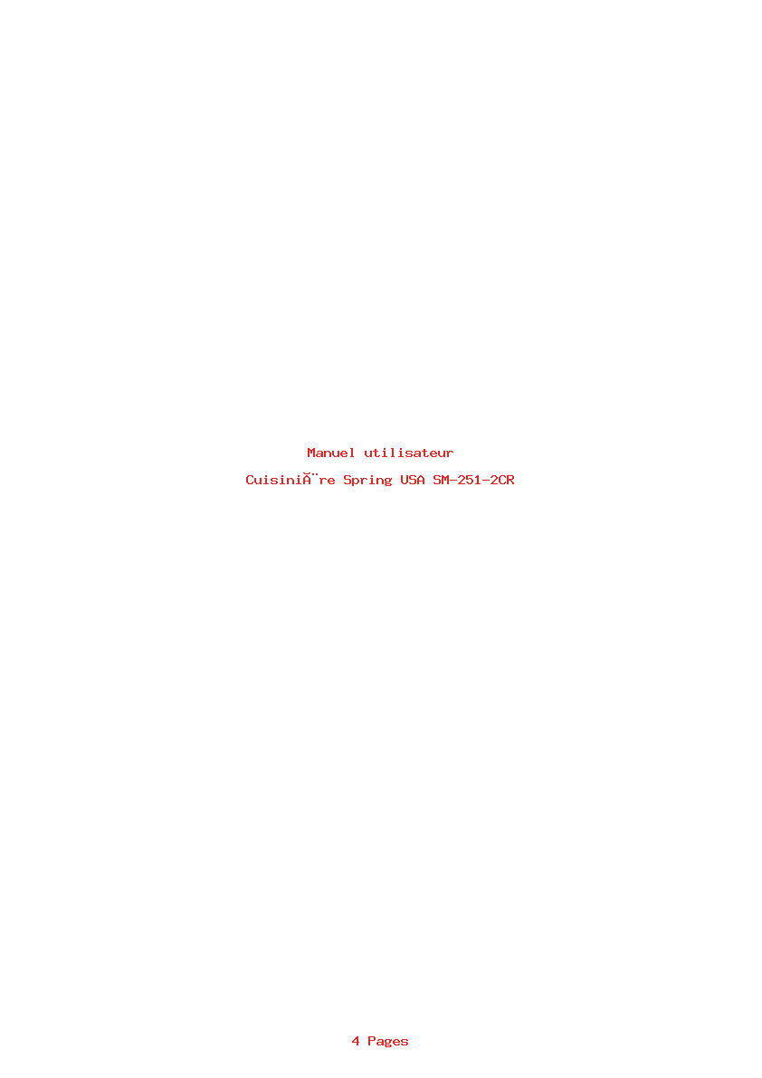 Page 1 de la notice Manuel utilisateur Spring USA SM-251-2CR