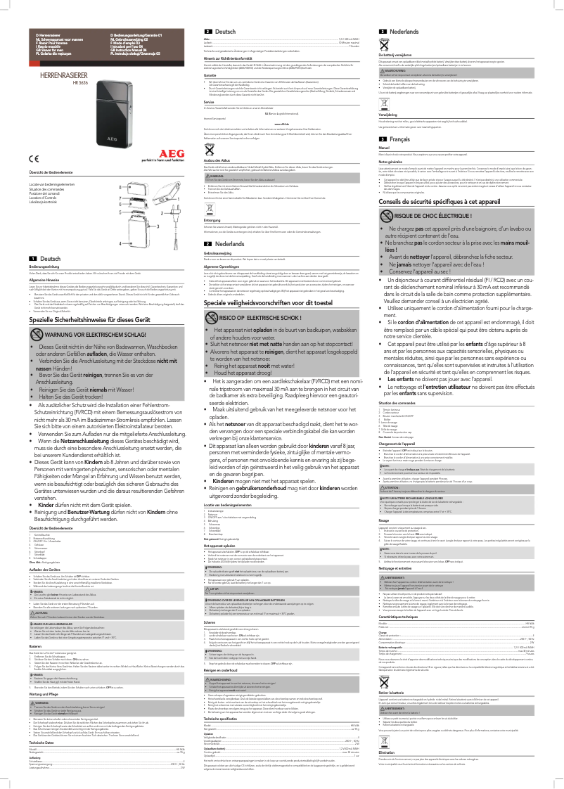 Page 1 de la notice Manuel utilisateur AEG HR 5636