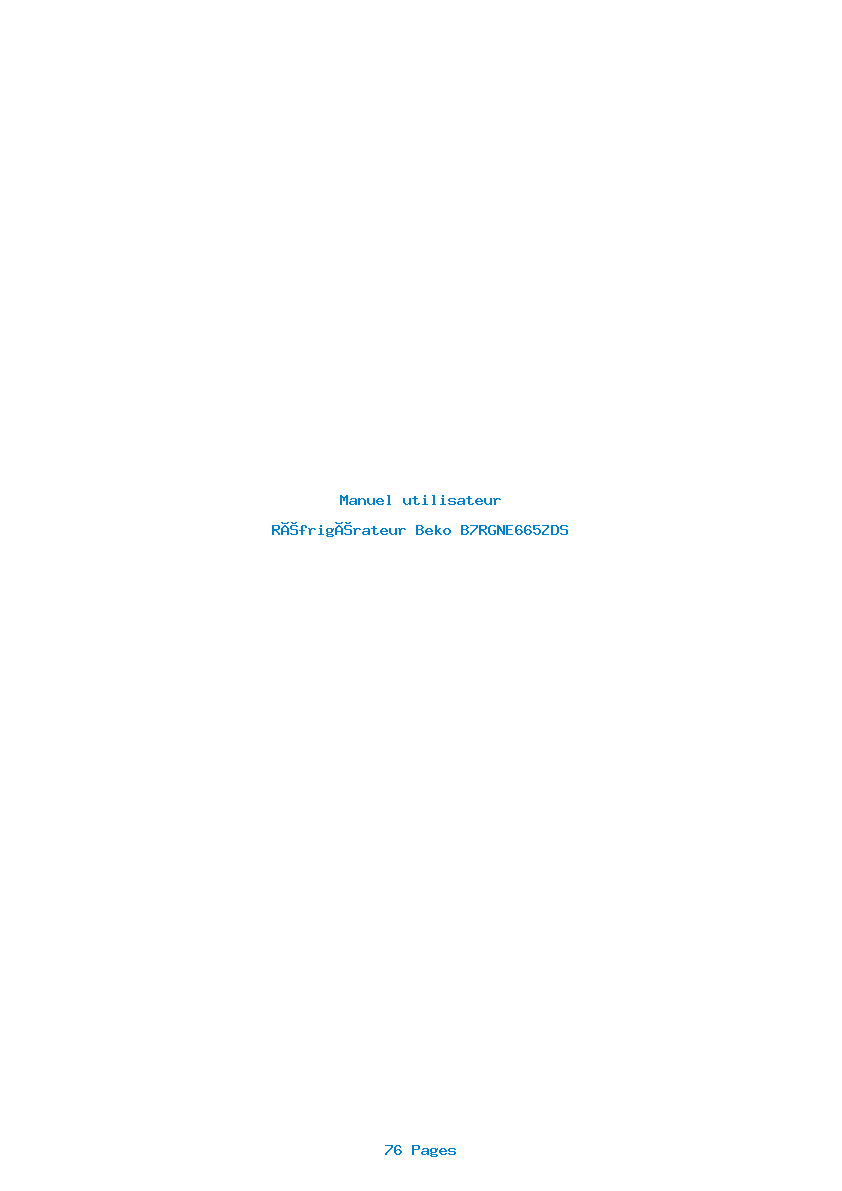 Page 1 de la notice Manuel utilisateur Beko B7RGNE665ZDS