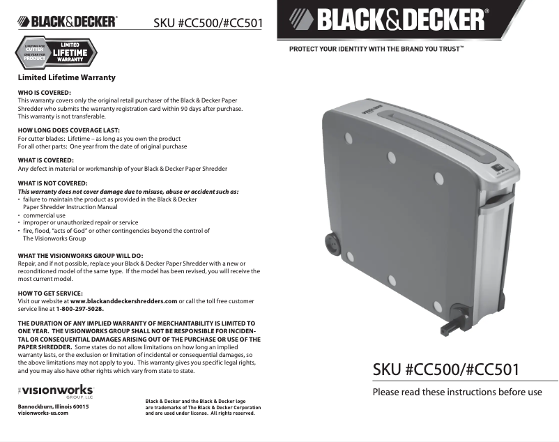 Page n°1 - Manuel utilisateur Black & Decker CC500