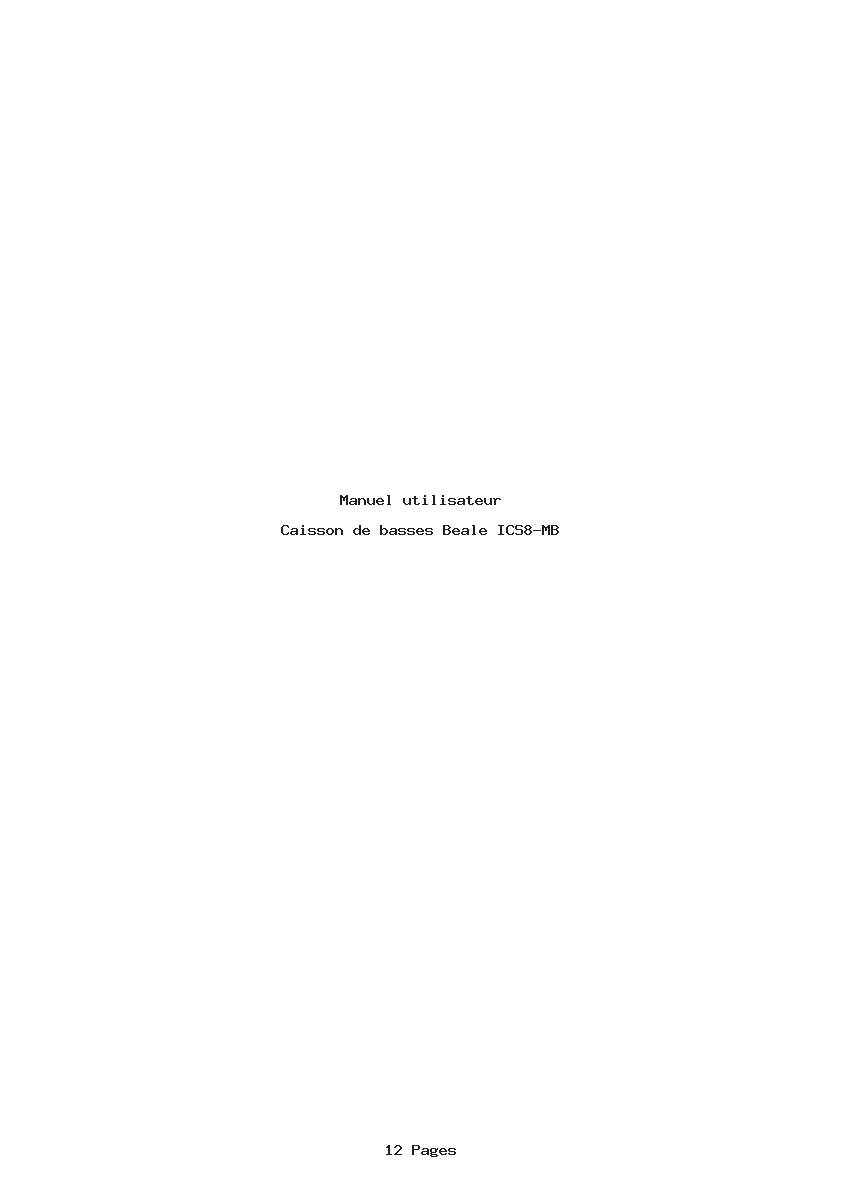 Page 1 de la notice Manuel utilisateur Beale ICS8-MB