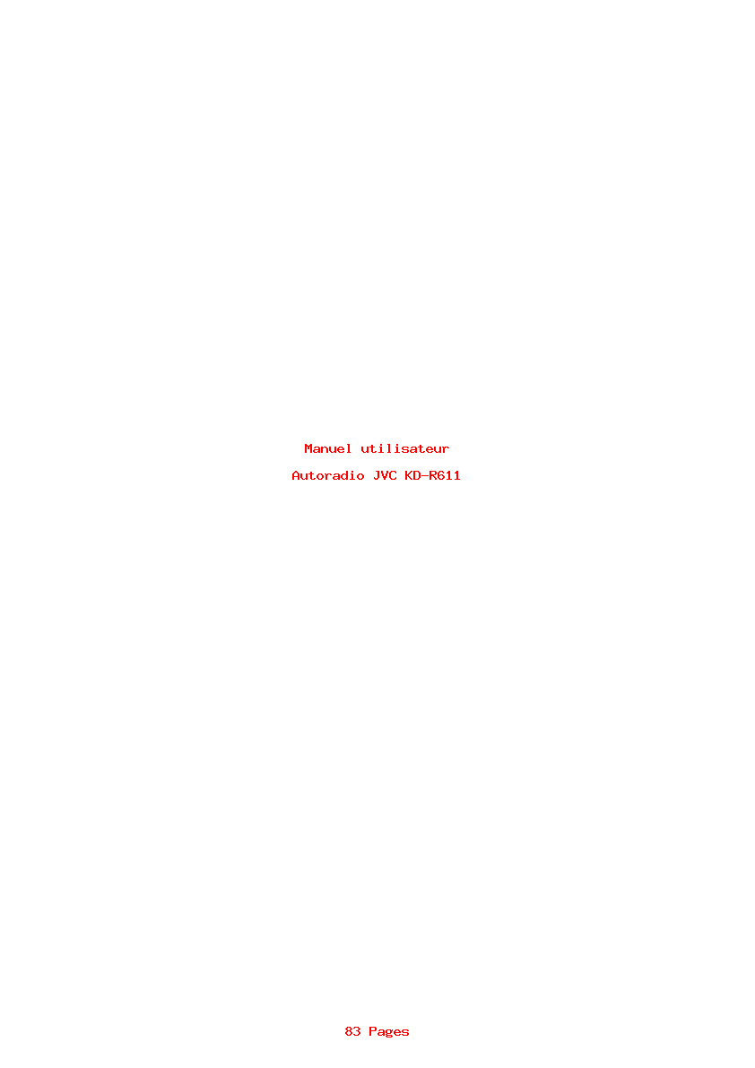 Page 1 de la notice Manuel utilisateur JVC KD-R611