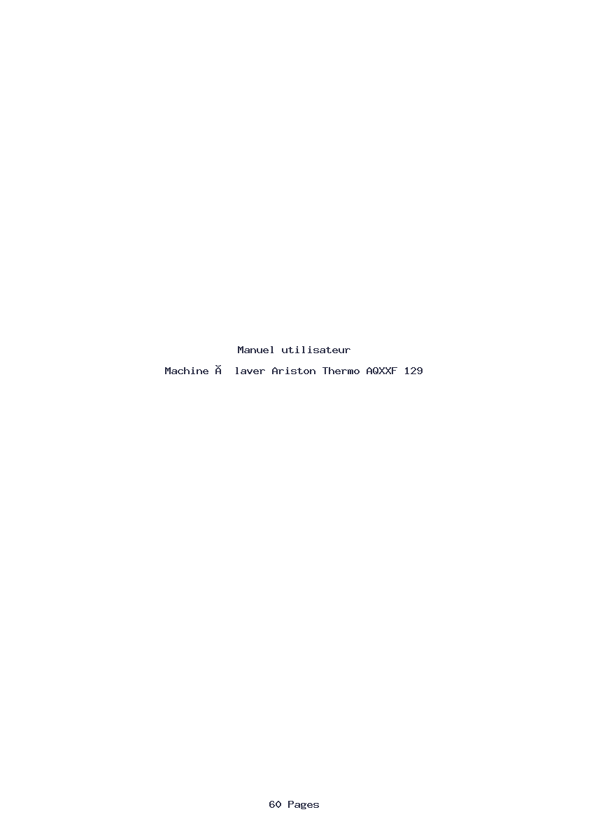 Page 1 de la notice Manuel utilisateur Ariston Thermo AQXXF 129