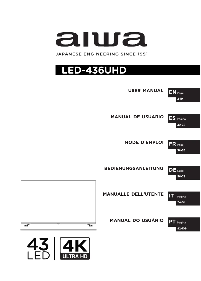 Página 1 del manual Manual de usuario Aiwa LED436UHD