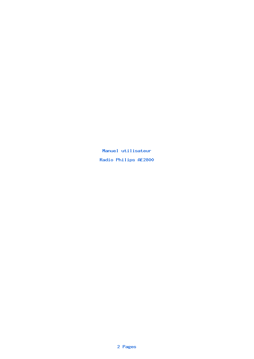 Page 1 de la notice Manuel utilisateur Philips AE2800