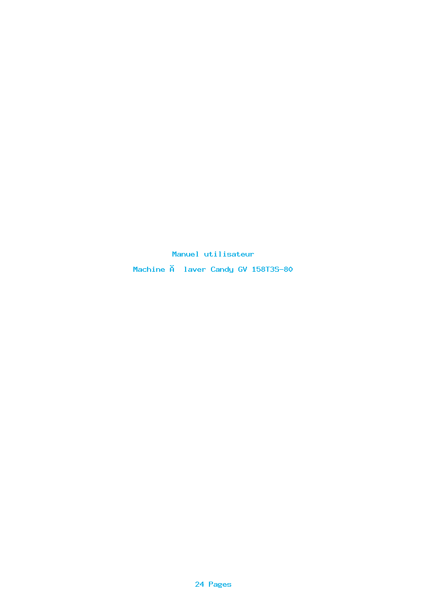Page 1 de la notice Manuel utilisateur Candy GV 158T3S-80