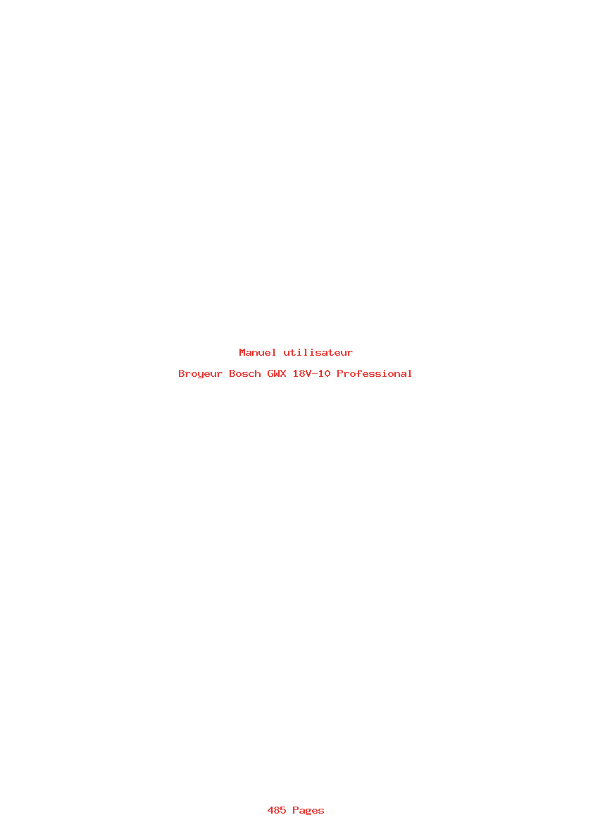 Page 1 de la notice Manuel utilisateur Bosch GWX 18V-10 Professional