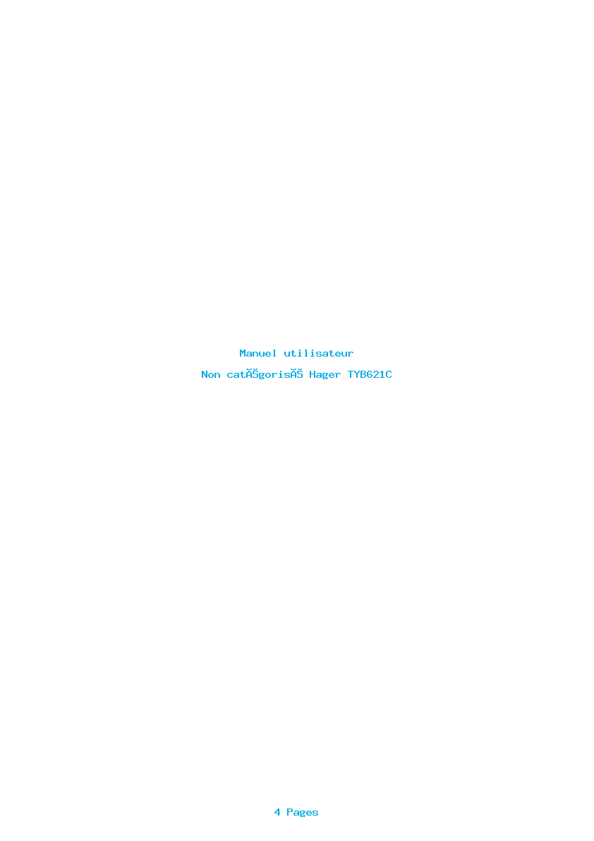Page 1 de la notice Manuel utilisateur Hager TYB621C