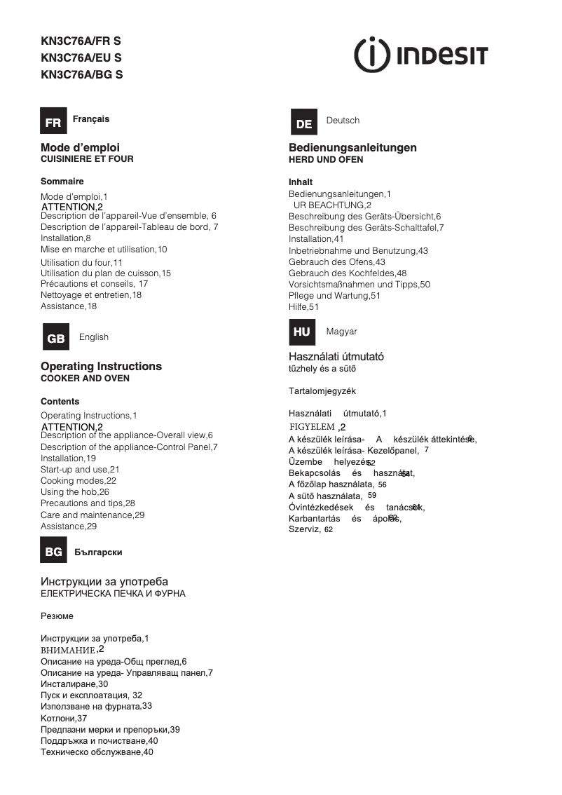 Page n°1 - Manuel utilisateur Indesit KN3C76A(W)/FR S
