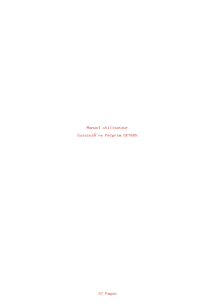 Page 1 de la notice Manuel utilisateur Pelgrim CKT685