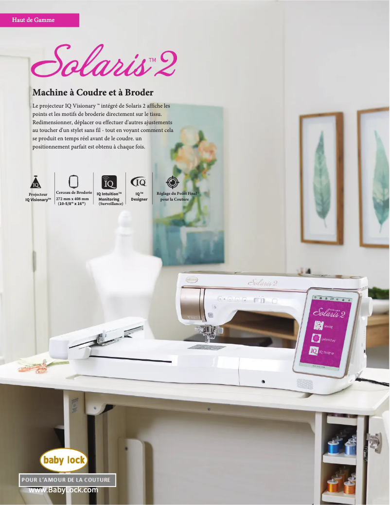 Página 1 del manual Ficha técnica Baby Lock Solaris 2