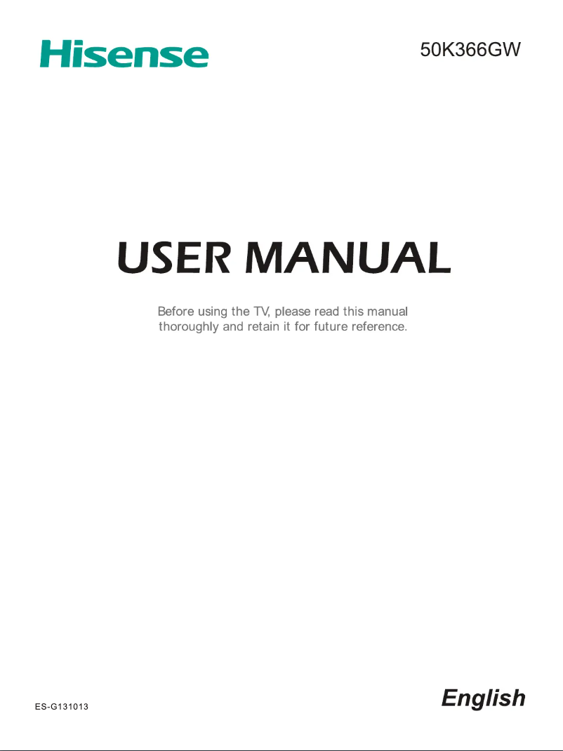 Page 1 de la notice Manuel utilisateur Hisense 50K366GW