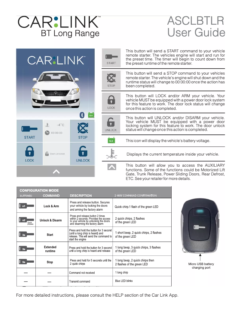 Page 1 of the manual User Manual audiovox Code Alarm ASCLBTLR Carlink
