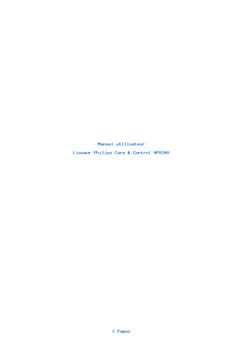 Page 1 de la notice Manuel utilisateur Philips Care & Control HP8340